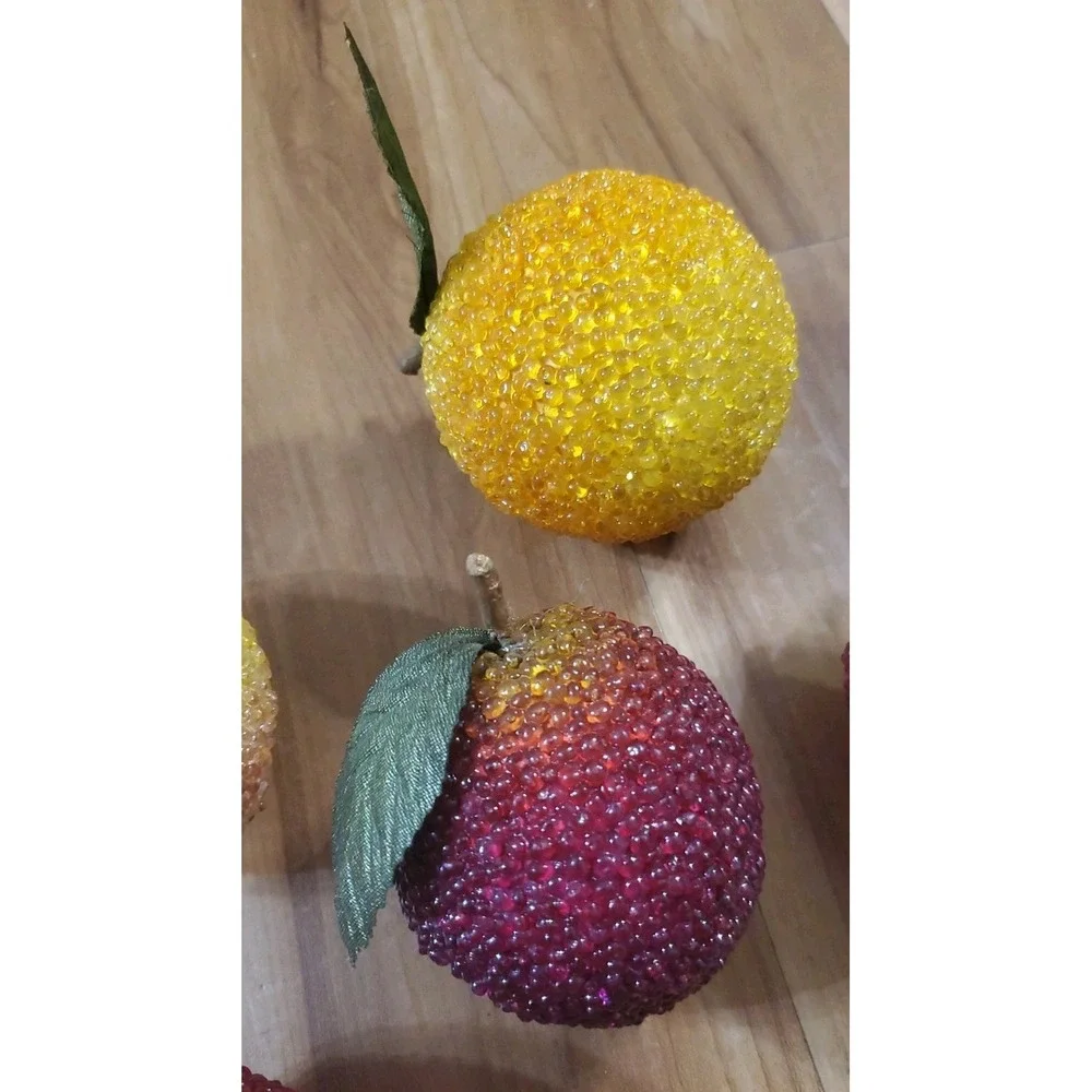 Vintage Beaded Jeweled Sugared Faux Fruit Holiday Tabletop Decor Variety